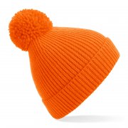 Oranje Muts Engineered Knit Ribbed Pom Pom Beanie B382